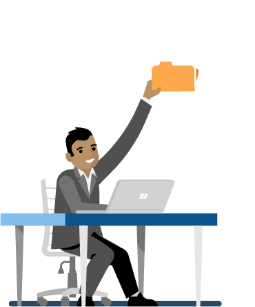 Businessman accessing files